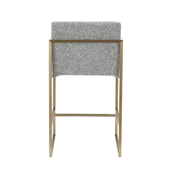 Suzanne - Modern Grey Fabric + Antique Brass Counter Chair