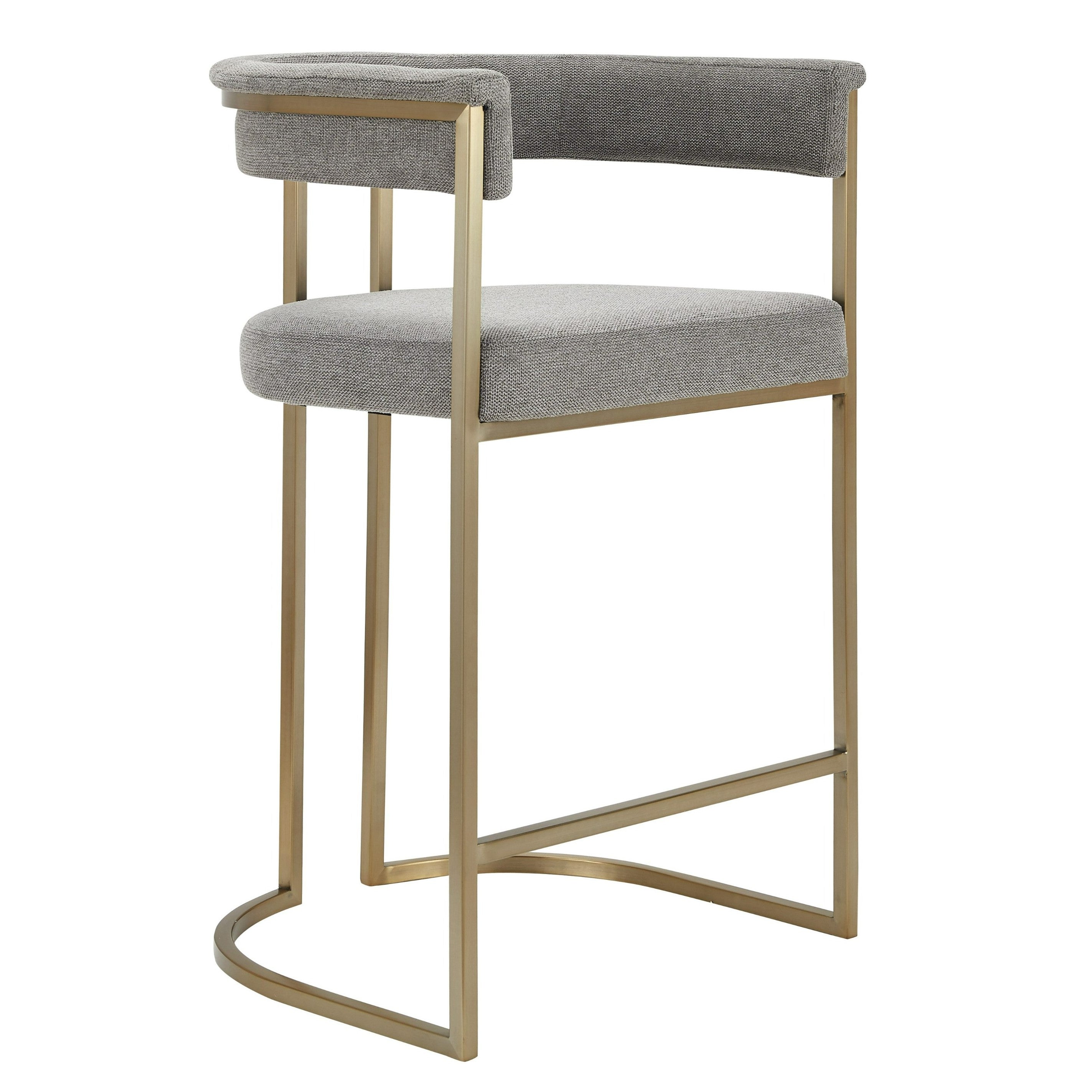 Byron - Modern Grey Fabric + Antique Brass Counter Chair - image 3