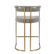 Byron - Modern Grey Fabric + Antique Brass Counter Chair
