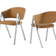 Marcus - Modern Camel Vegan Leather Dining Chair (Set of 2) - image 2