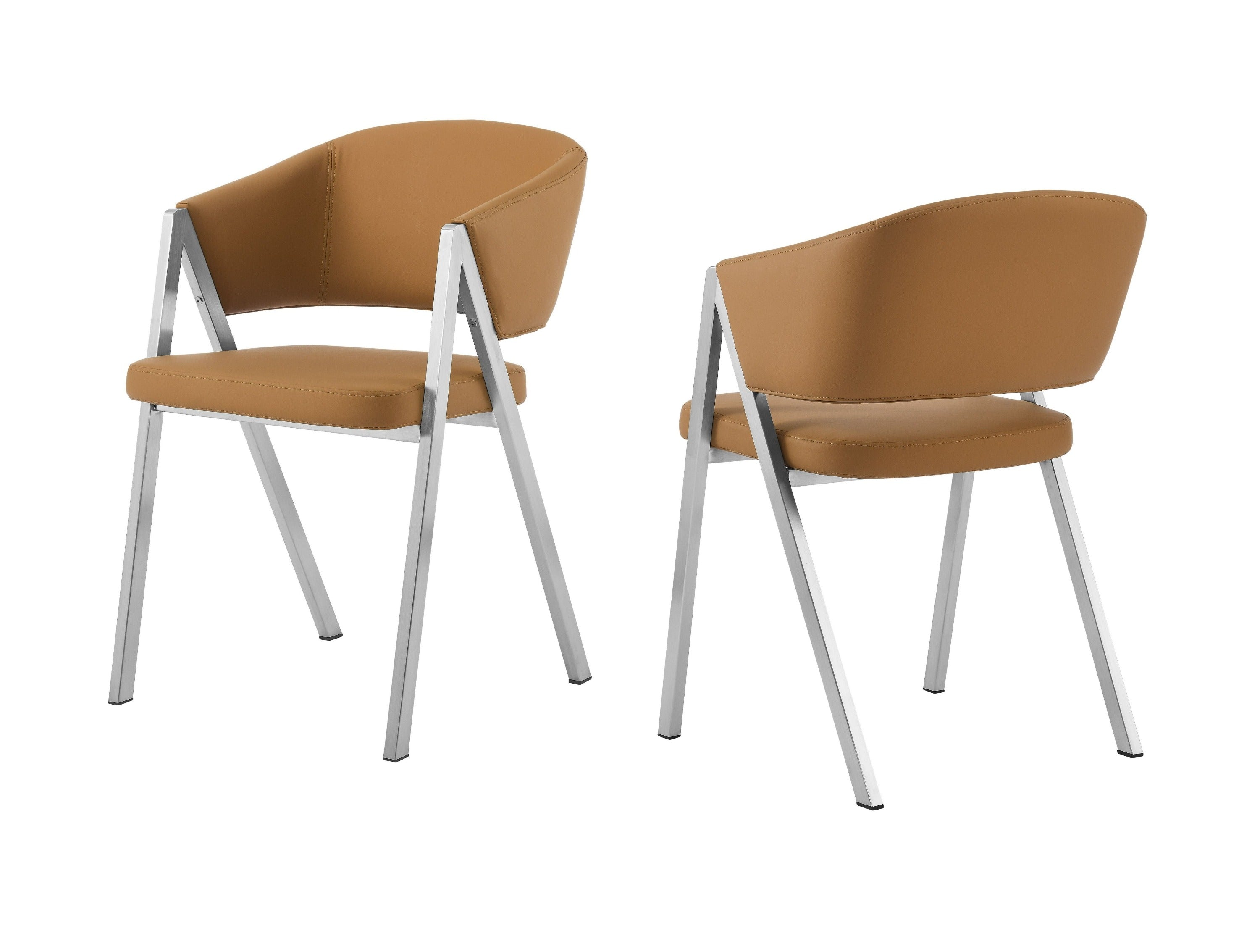 Marcus - Modern Camel Vegan Leather Dining Chair (Set of 2) - image 2