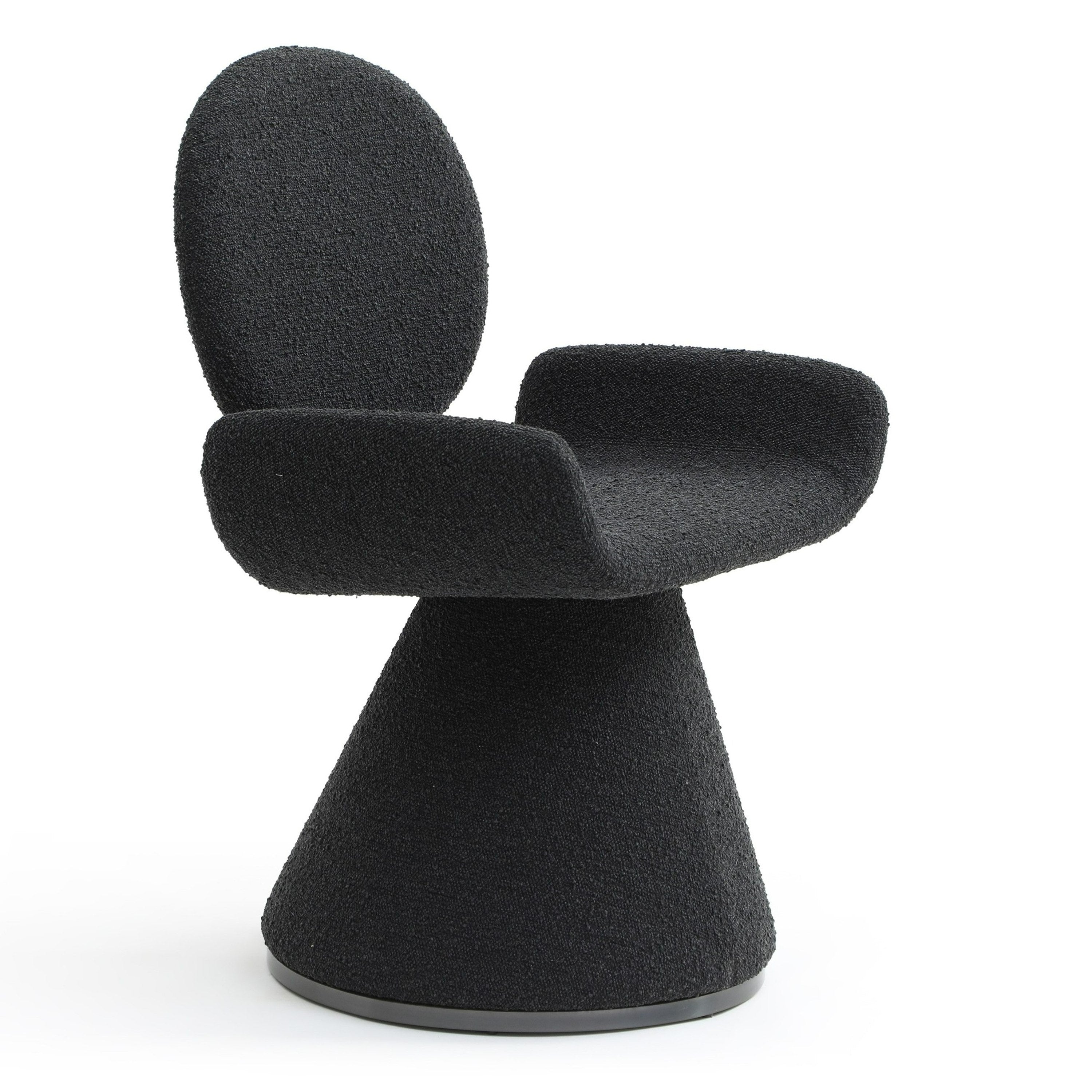 Neptune - Contemporary Black Fabric + Brushed Black Gun Dining Chair