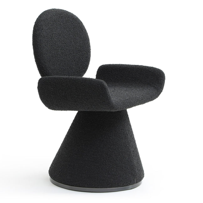 Neptune - Contemporary Black Fabric + Brushed Black Gun Dining Chair