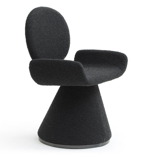Neptune - Contemporary Black Fabric + Brushed Black Gun Dining Chair