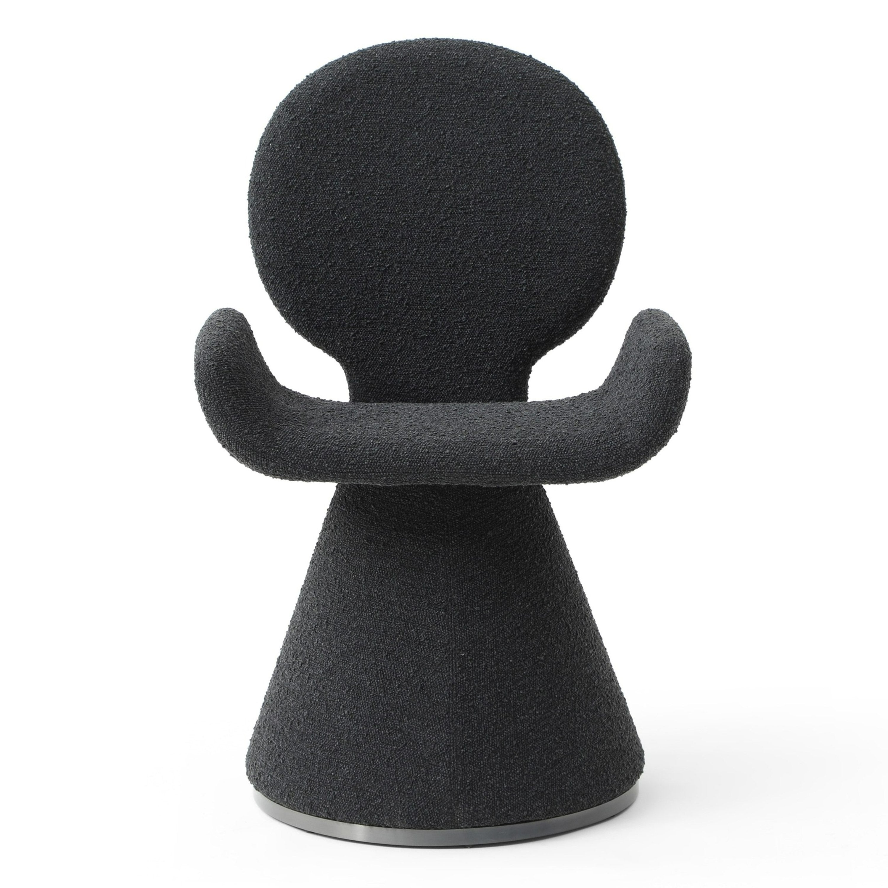 Neptune - Contemporary Black Fabric + Brushed Black Gun Dining Chair - image 2