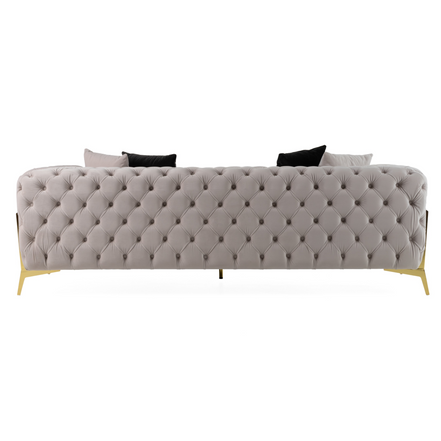 Clarice - Transitional Light Beige Velvet Sofa - image 5