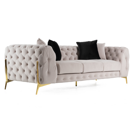 Clarice - Transitional Light Beige Velvet Sofa - image 4