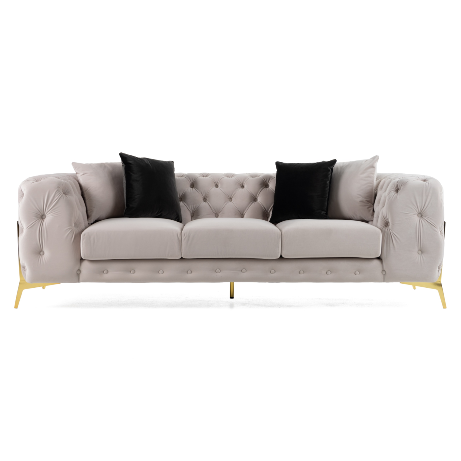 Clarice - Transitional Light Beige Velvet Sofa - image 3