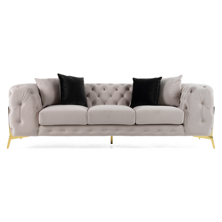 Clarice - Transitional Light Beige Velvet Sofa - image 3
