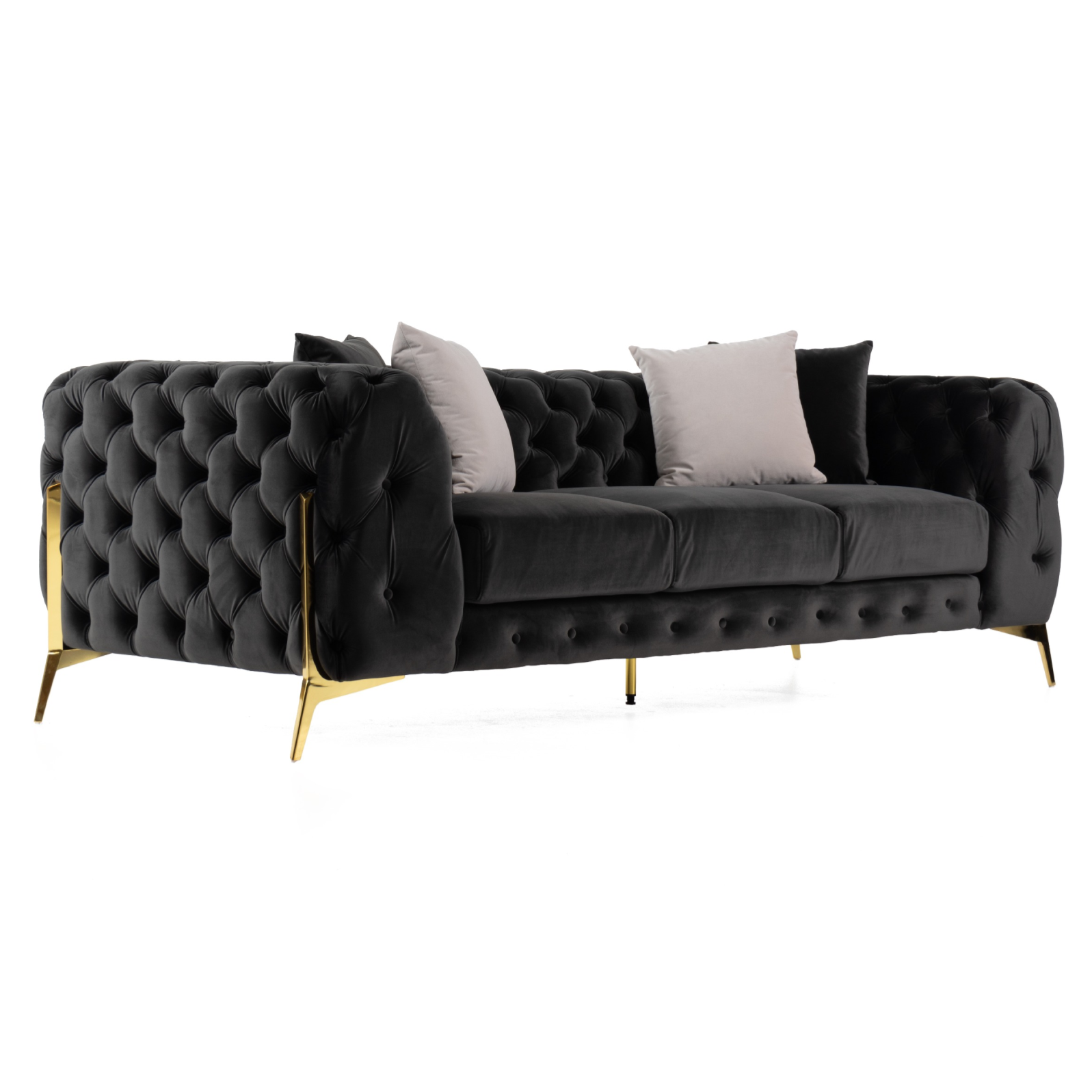 Clarice - Transitional Black Velvet Sofa - image 4