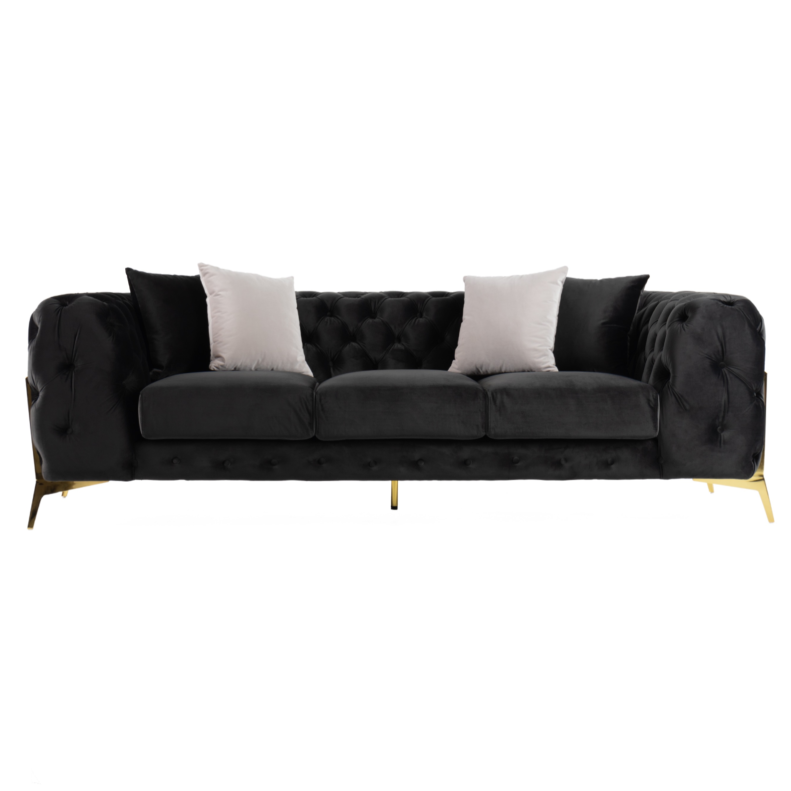 Clarice - Transitional Black Velvet Sofa - image 3