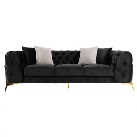 Clarice - Transitional Black Velvet Sofa - image 3