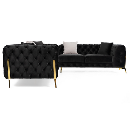 Clarice - Transitional Black Velvet Sectional Sofa - image 3