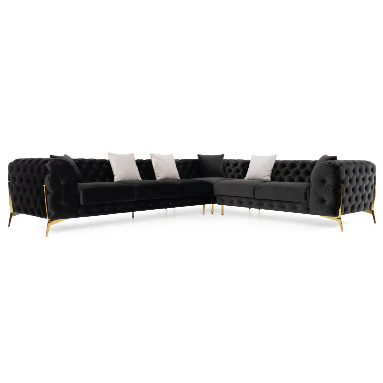 Clarice - Transitional Black Velvet Sectional Sofa - image 2