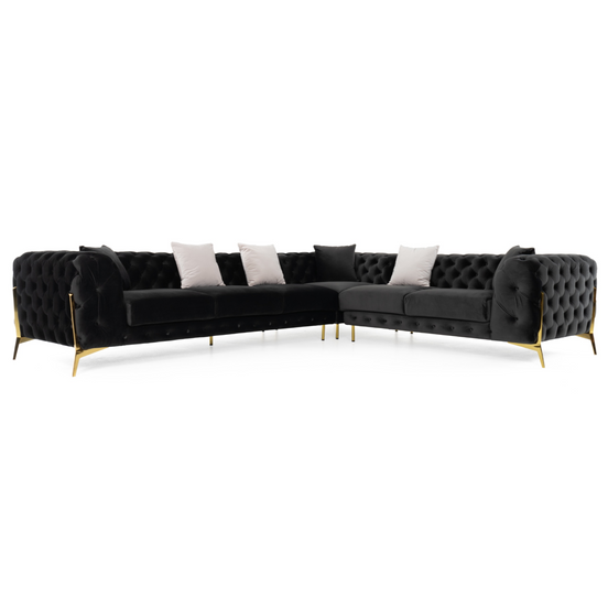 Clarice - Transitional Black Velvet Sectional Sofa - image 2