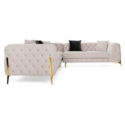 Clarice - Transitional Light Beige Velvet Sectional Sofa - image 2