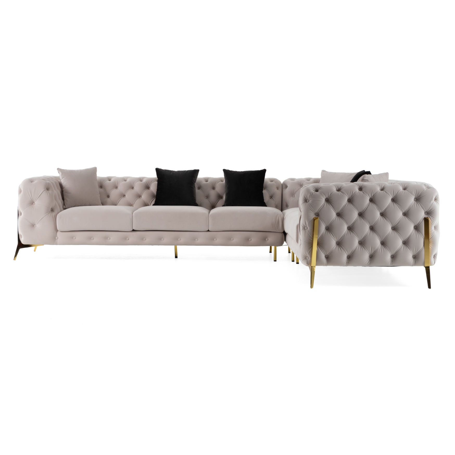 Clarice - Transitional Light Beige Velvet Sectional Sofa - image 3