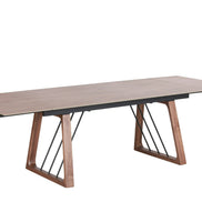 Emmond - Mid-Century Modern Ceramic + Walnut Extendable Dining Table