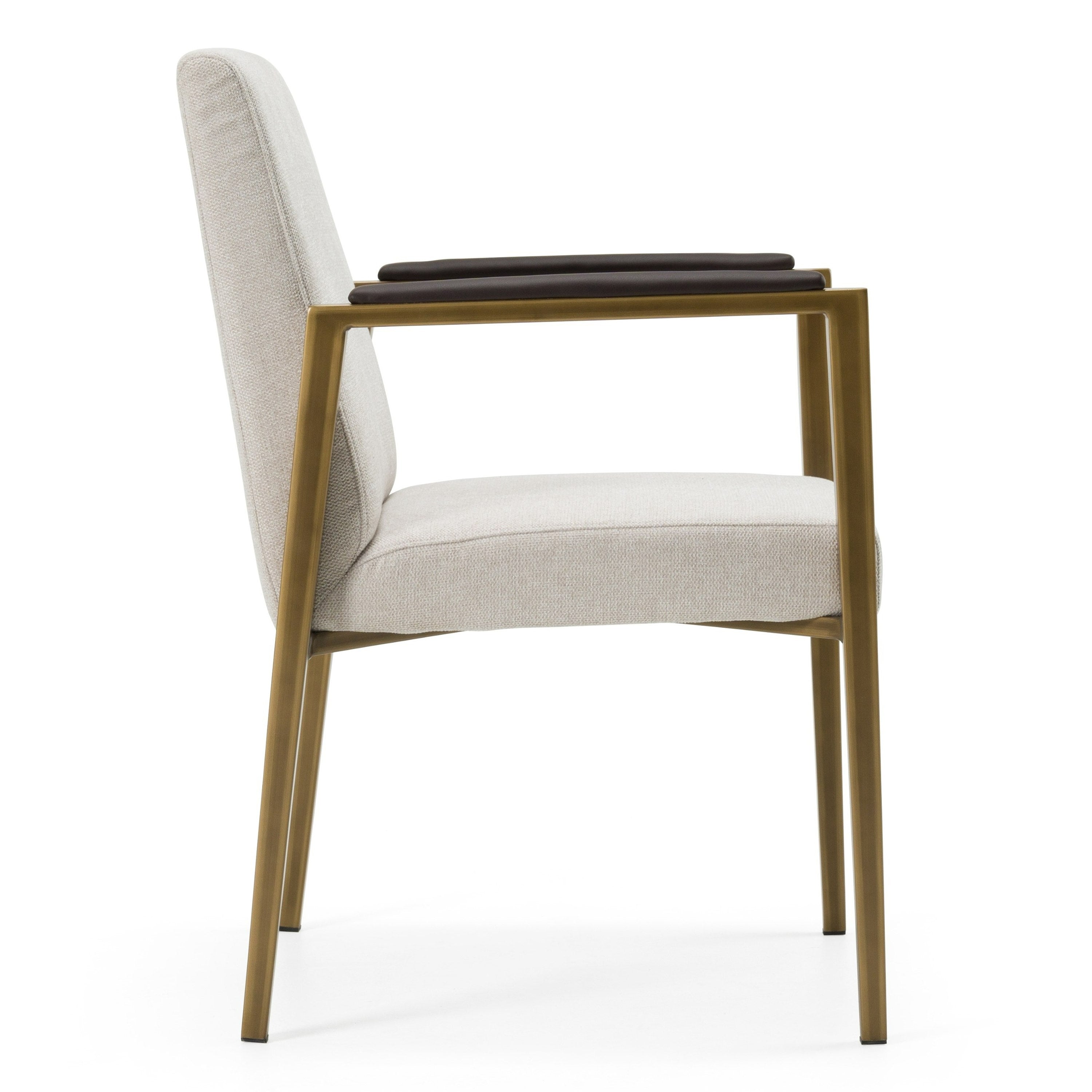 Sanders - Modern Off-White Fabric + Brass Dining Chair - image 3