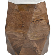 Bisel Side Table White & Walnut