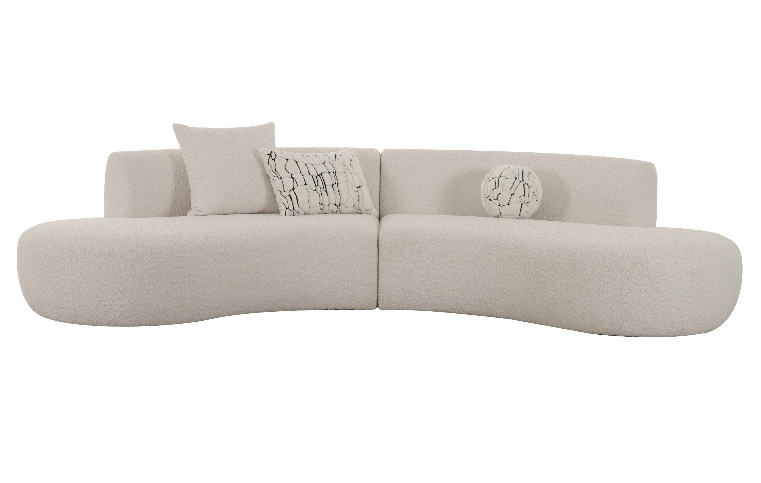 Weldon - Modern Off-White Fabric Curved Sectional Sofa - image 3