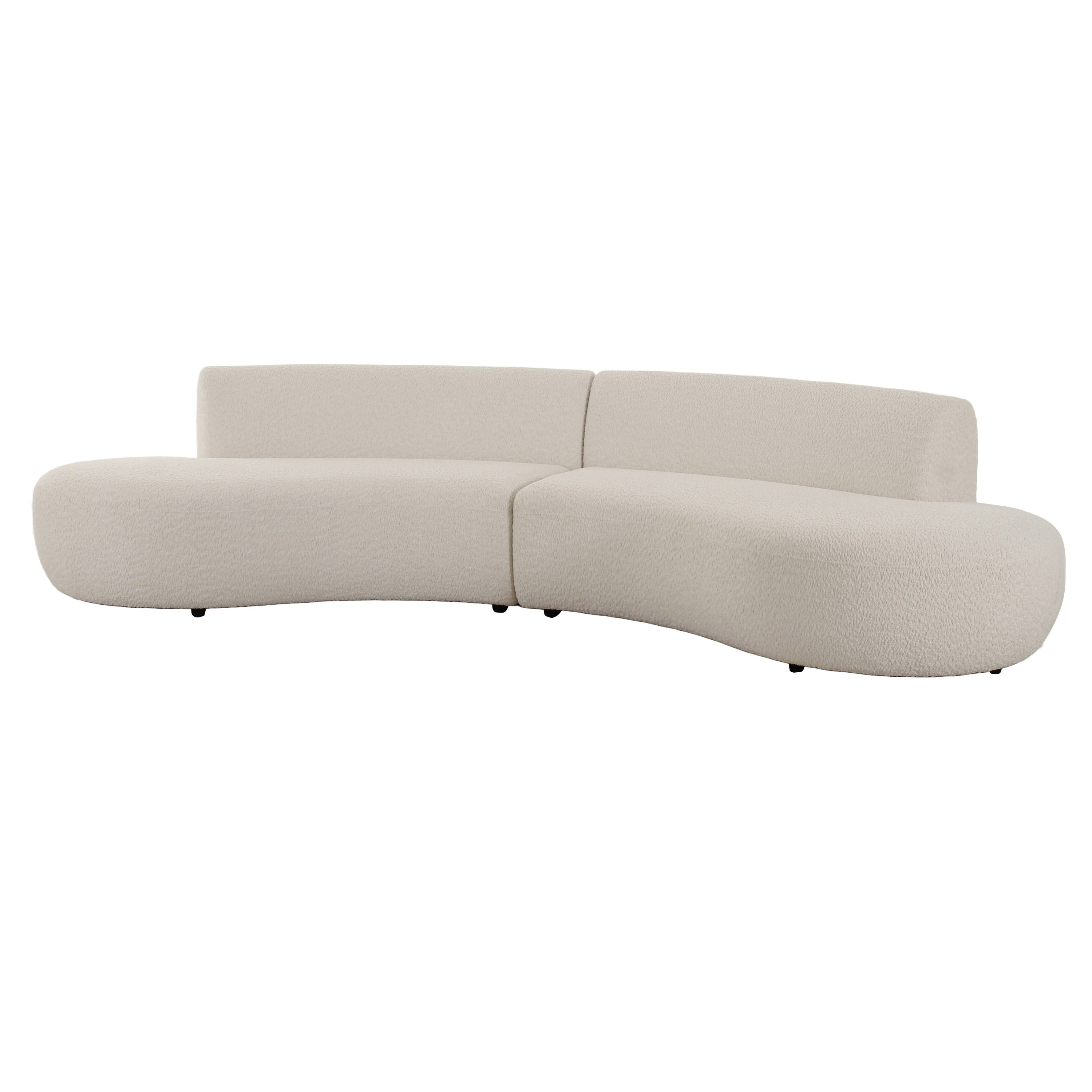 Weldon - Modern Off-White Fabric Curved Sectional Sofa