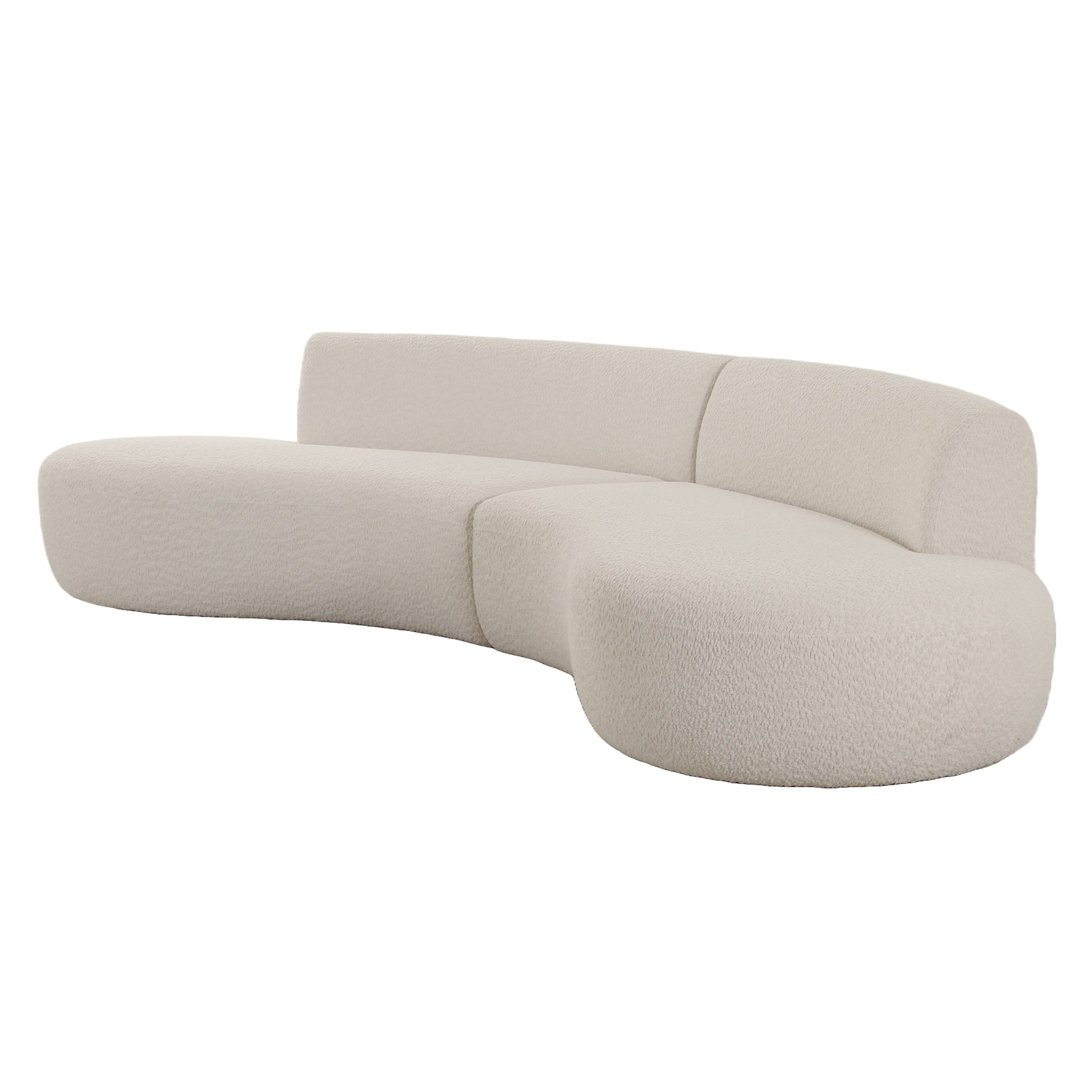 Weldon - Modern Off-White Fabric Curved Sectional Sofa - image 2