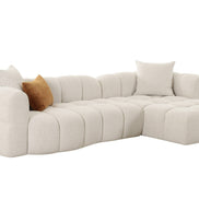 Freya - Modern Beige Fabric Sectional Sofa w/ Console