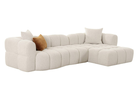 Freya - Modern Beige Fabric Sectional Sofa w/ Console