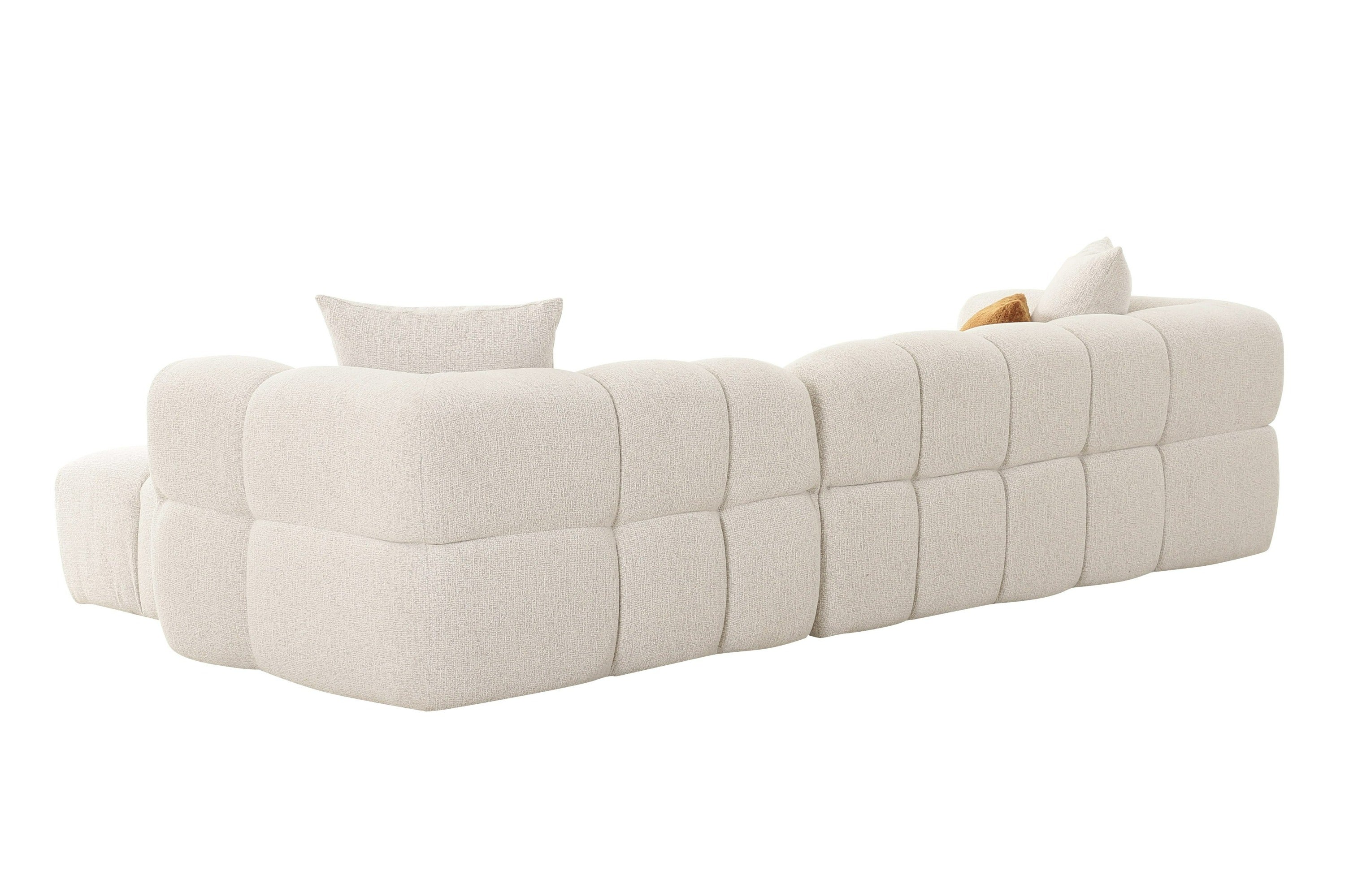 Freya - Modern Beige Fabric Sectional Sofa w/ Console - image 2