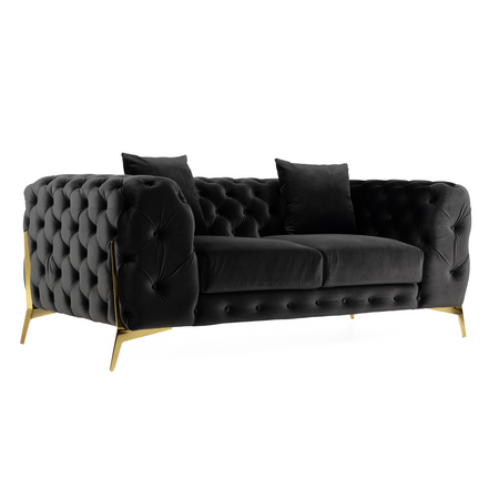 Clarice - Transitional Black Velvet Loveseat - image 4