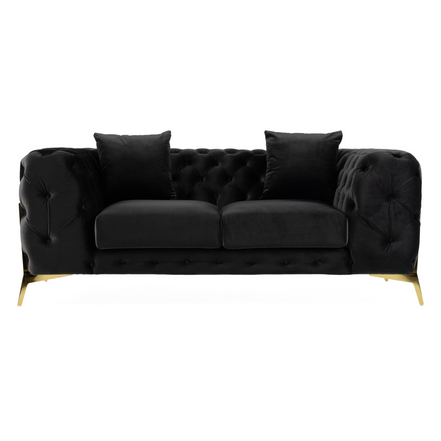 Clarice - Transitional Black Velvet Loveseat - image 3