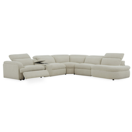 Ambler - Modern Off-White Fabric Sectional Sofa w/ 2 Power Recliners Right Facing Chaise - image 2