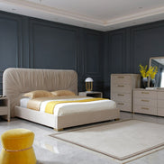 Florence - Modern Beige Leatherette + Gold Nightstand - image 5