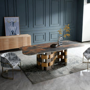 Falzone - Modern Ceramic + Wood Dining Table