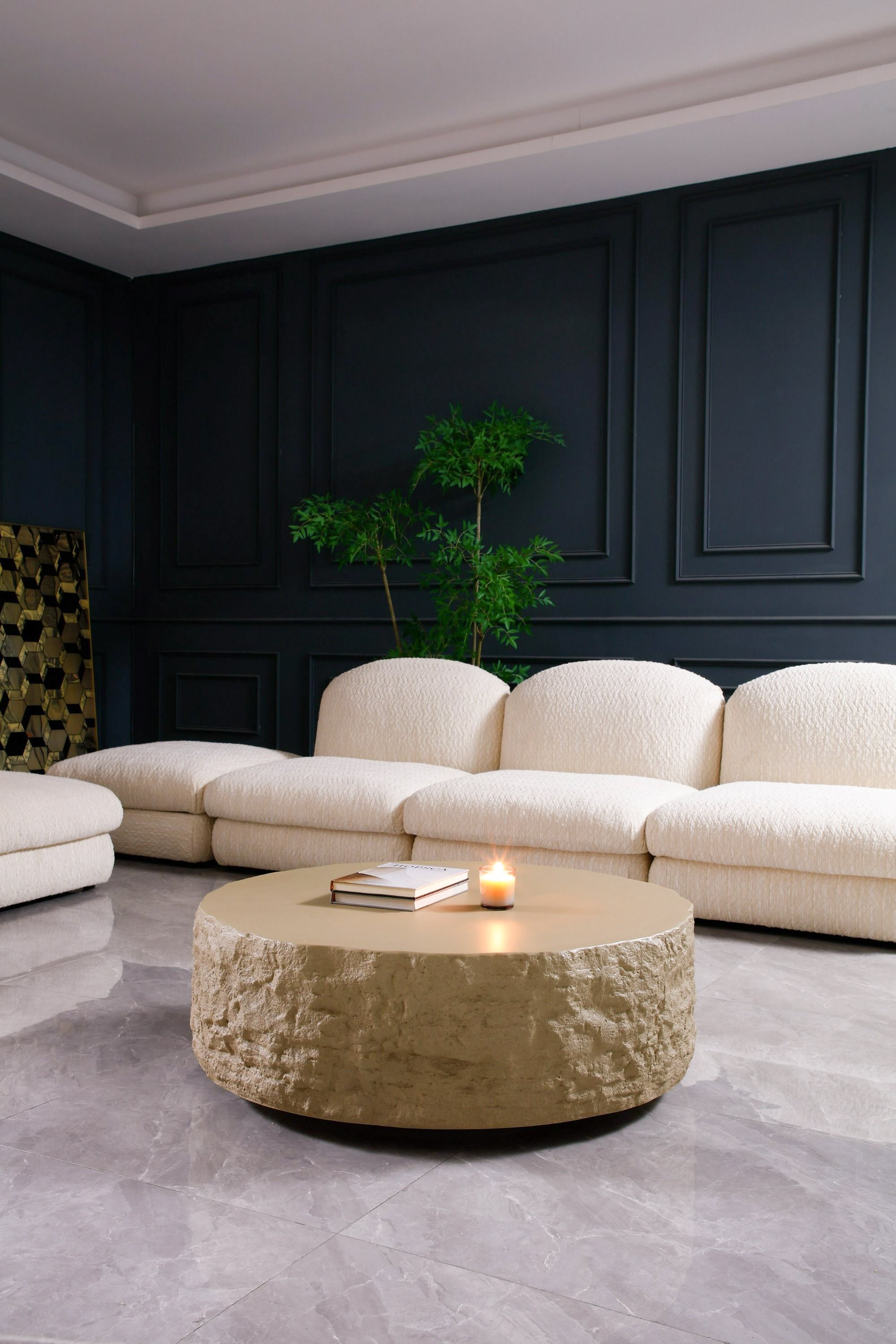Quarry - Modern Beige Round Coffee Table - image 4
