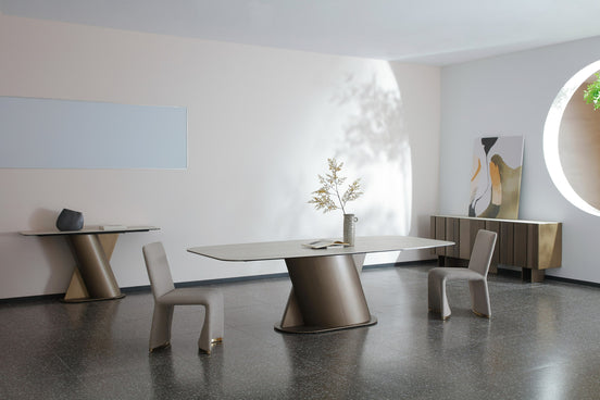 Kiefer - Modern Faux Travertine Ceramic + Bronze Buffet
