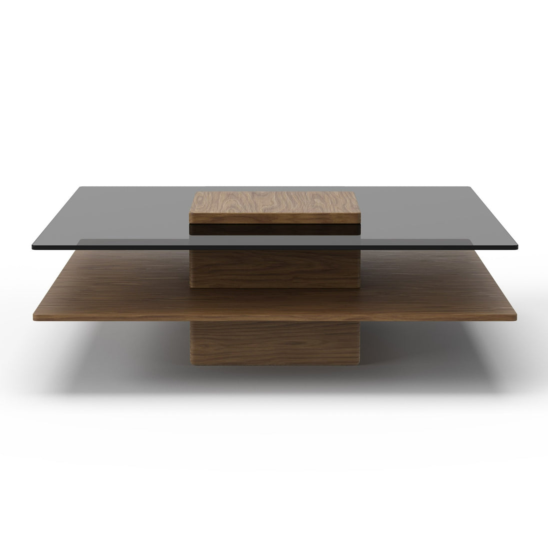 Clarion - Modern Walnut & Grey Glass Coffee Table