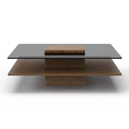 Clarion - Modern Walnut & Grey Glass Coffee Table