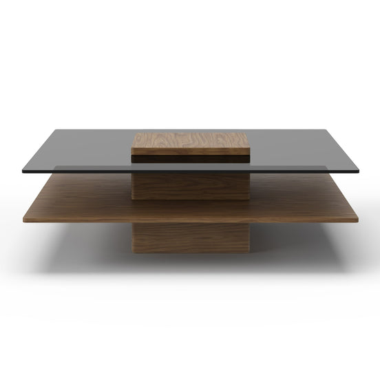 Clarion - Modern Walnut & Grey Glass Coffee Table