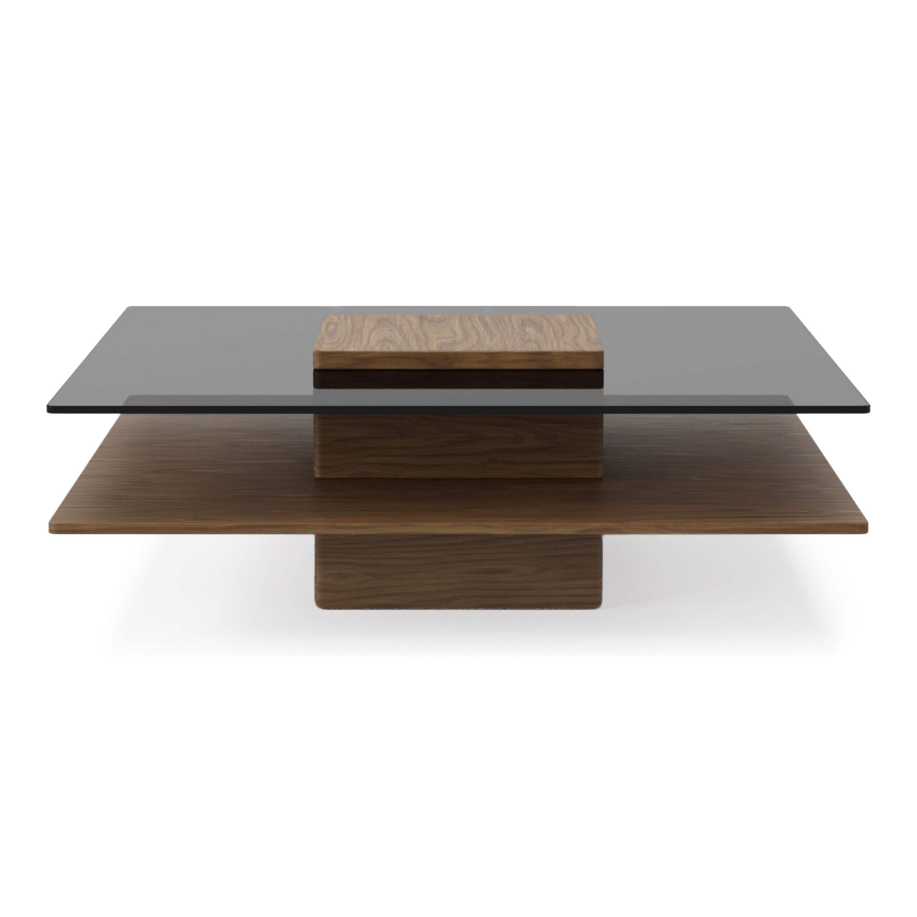 Clarion - Modern Walnut & Grey Glass Coffee Table - image 5