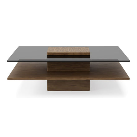 Clarion - Modern Walnut & Grey Glass Coffee Table - image 5
