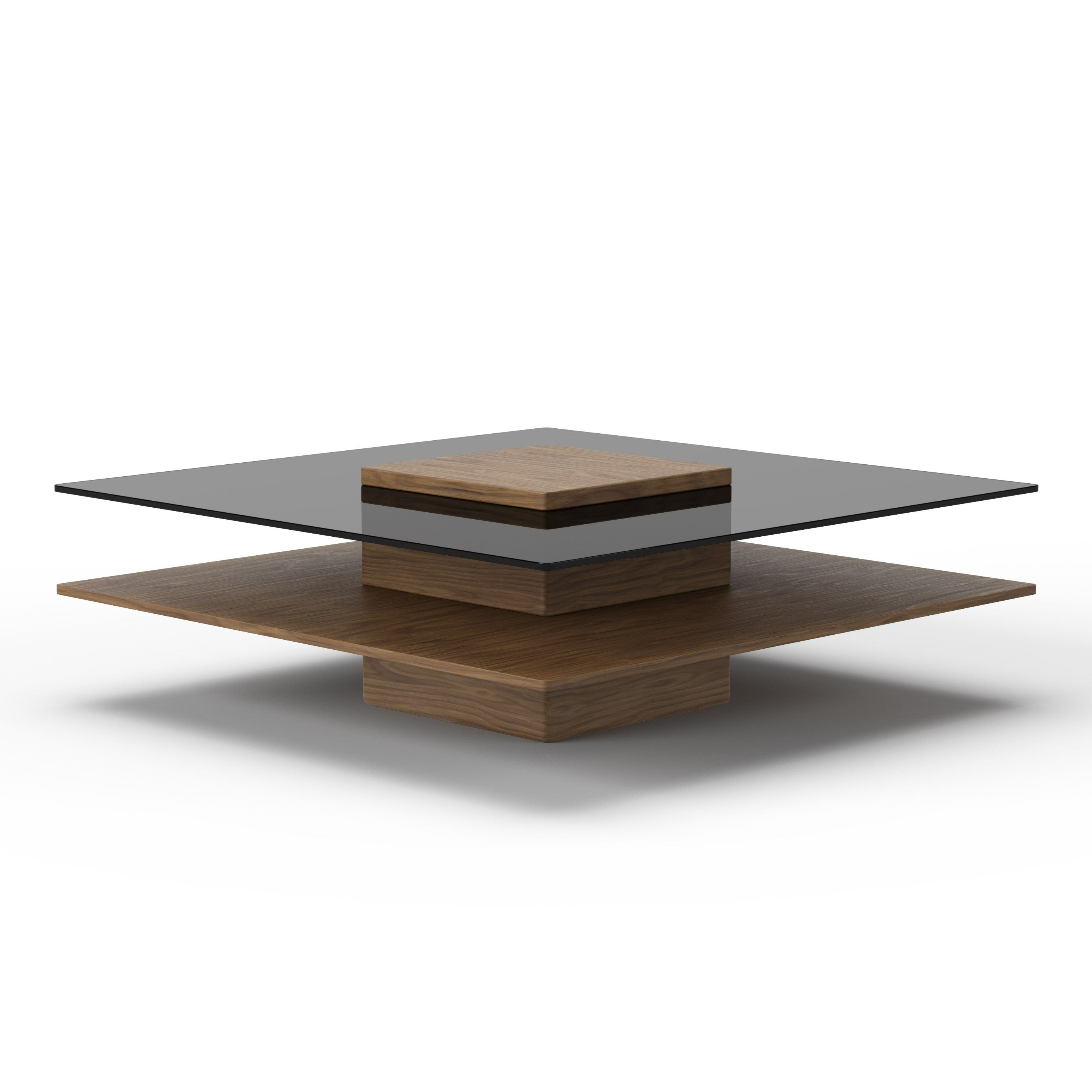 Clarion - Modern Walnut & Grey Glass Coffee Table - image 2