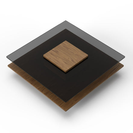 Clarion - Modern Walnut & Grey Glass Coffee Table - image 4