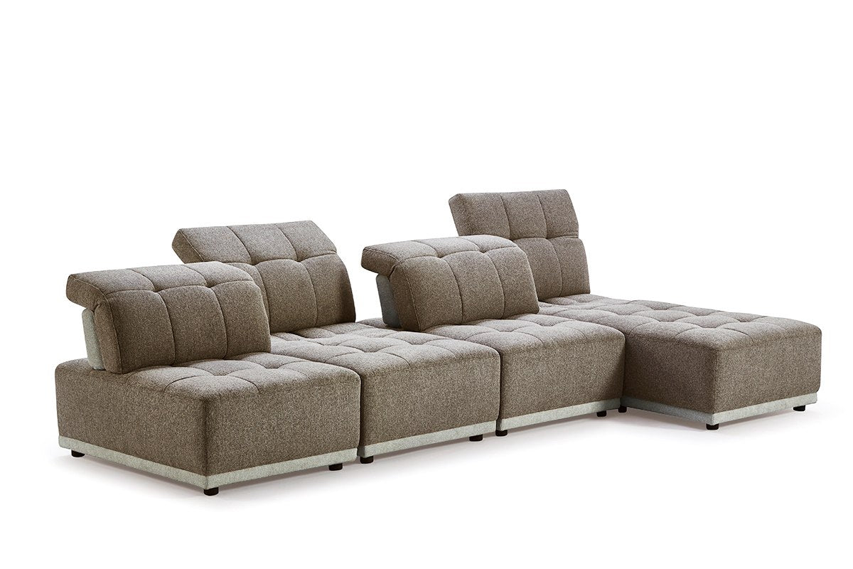 Ekron - Modern Brown & Beige Fabric Modular Sectional Sofa - image 3