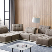 Ekron - Modern Brown & Beige Fabric Modular Sectional Sofa - image 5