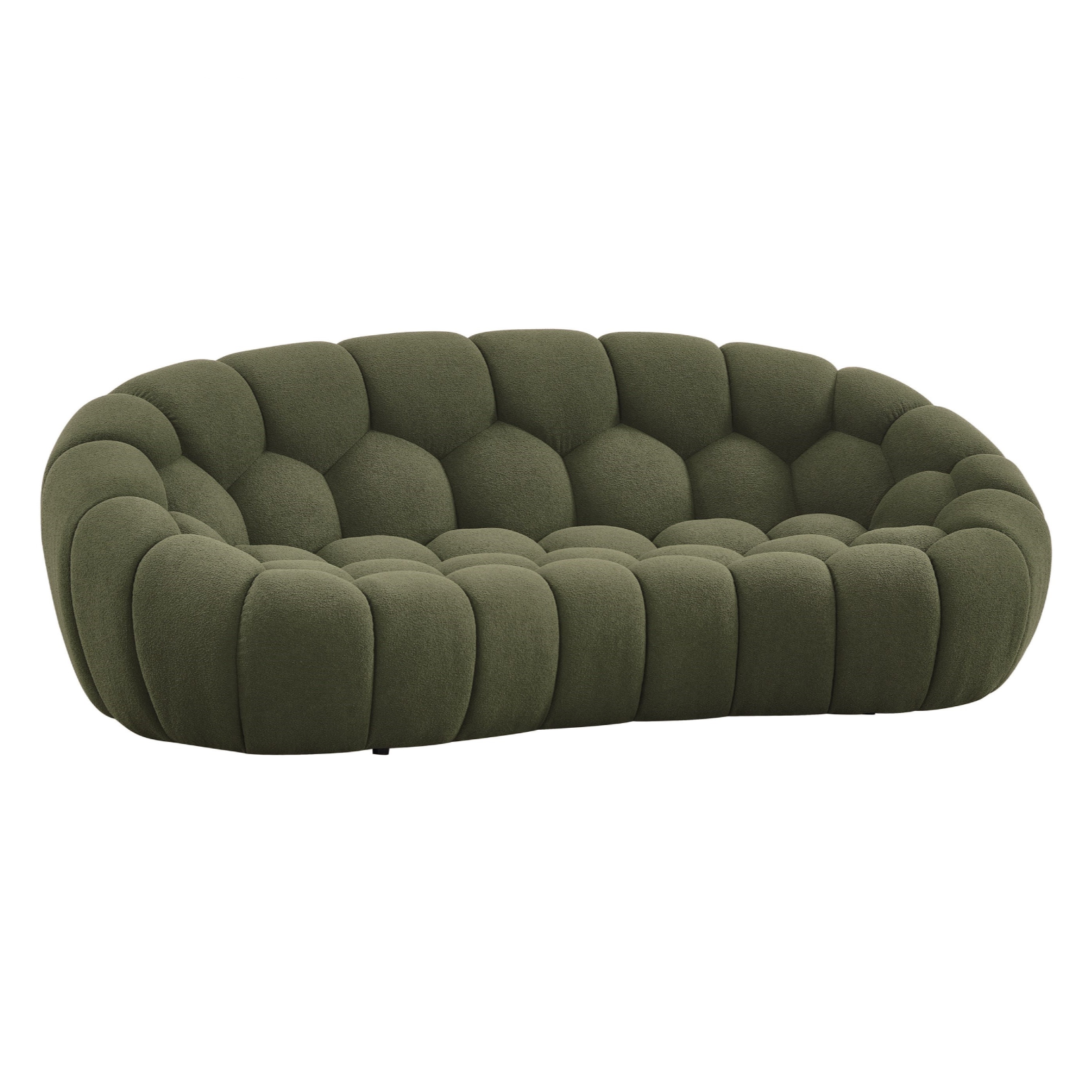 Yolonda - Modern Curved Green Fabric Loveseat - image 4