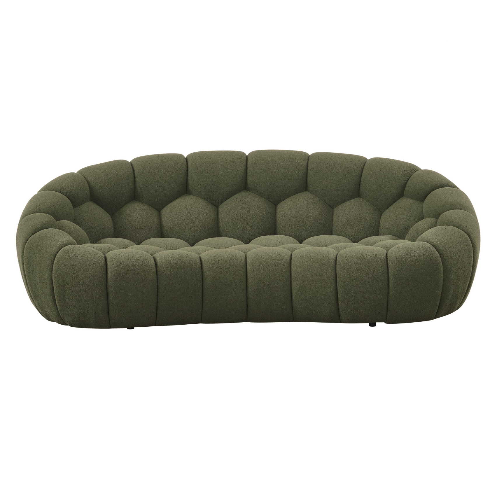 Yolonda - Modern Curved Green Fabric Loveseat - image 3