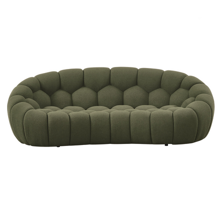 Yolonda - Modern Curved Green Fabric Loveseat - image 3