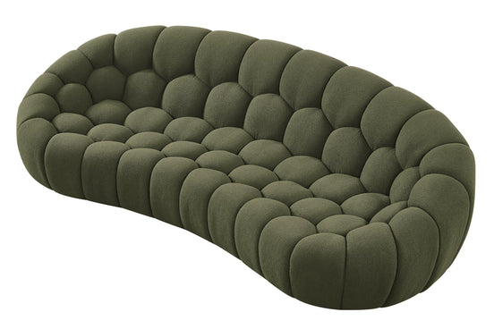 Yolonda - Modern Curved Green Fabric Sofa